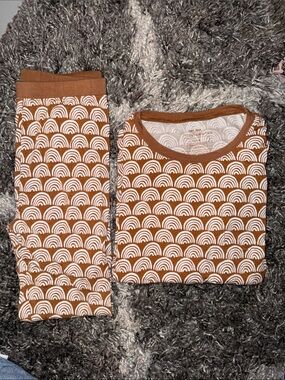 Little Sleepies Brown and White Rainbow Pajama Set Unisex 12/14
